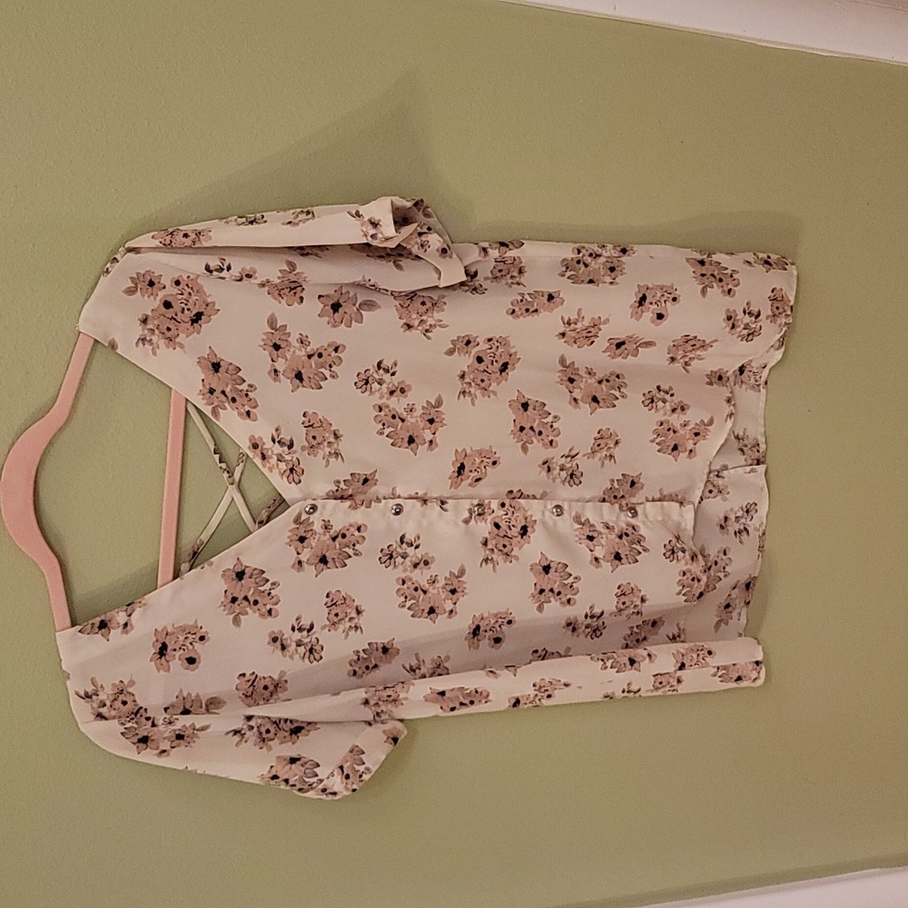 Off white floral blouse- Large